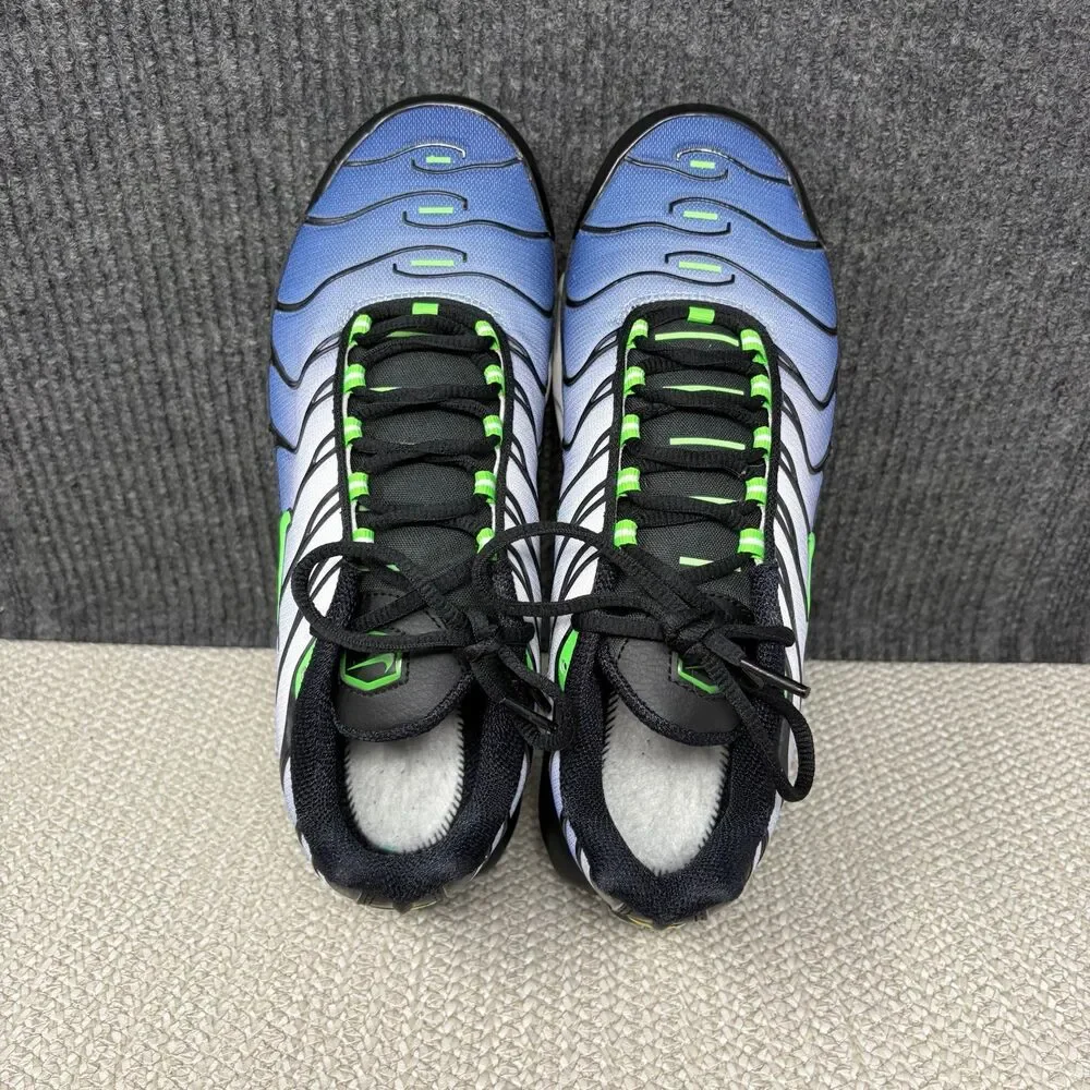 Nike Air Max Plus Black Scream Green White Athletic Shoes Mens 9.5 DX4326-001